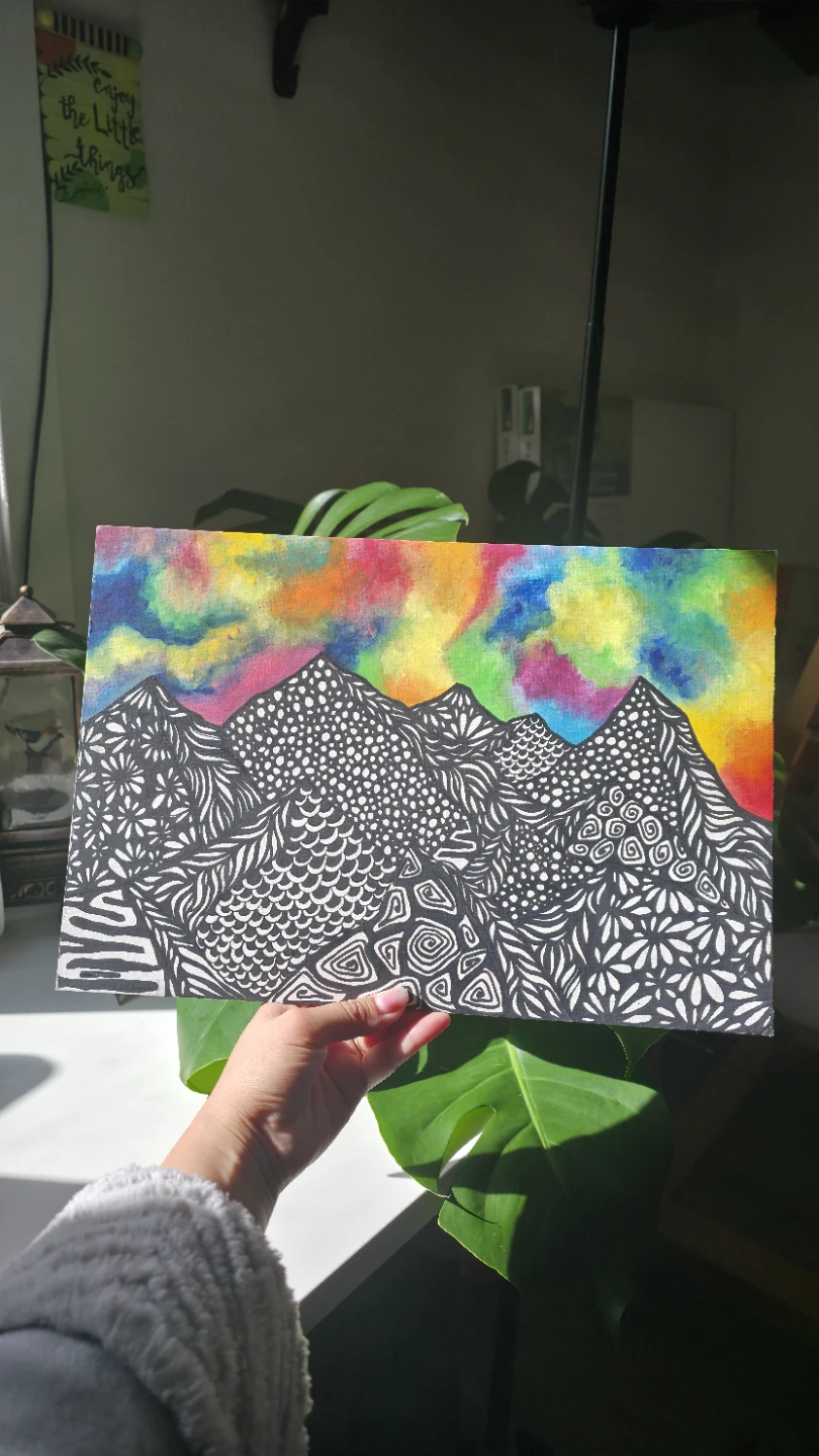 Handmade Abstract Mountains Landscape Painting