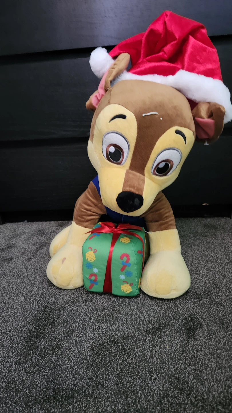 Paw Patrol Chase Plush with Santa Hat and Gift
