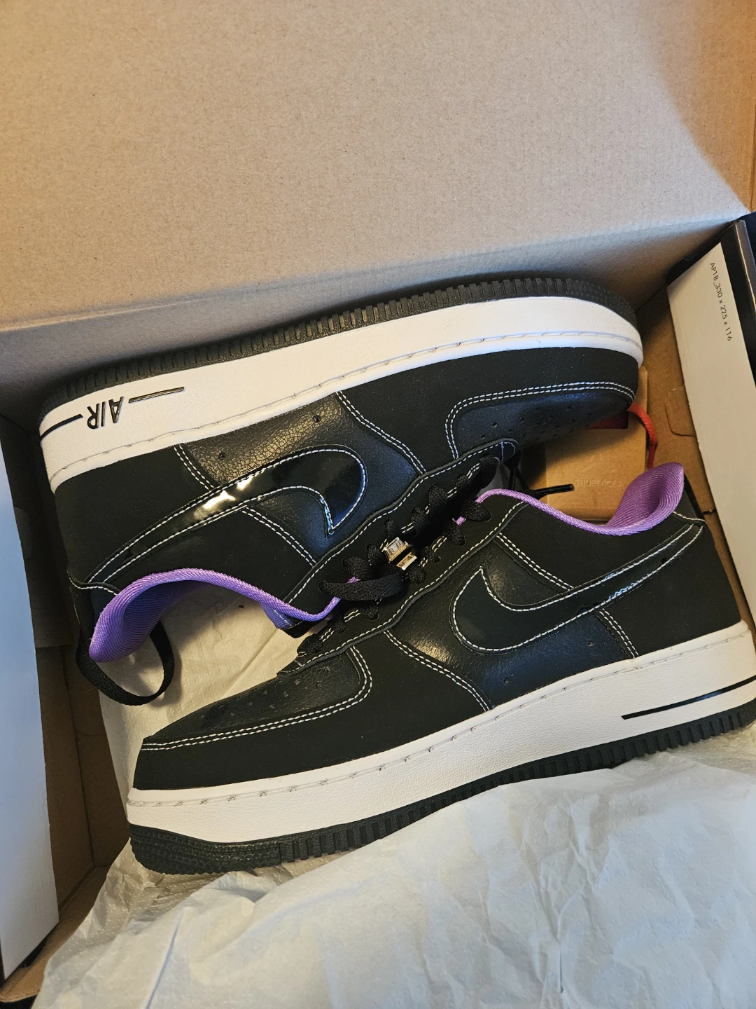 Nike Air Force 1 '07 LV8 EMB Black Purple Shoes Size 9