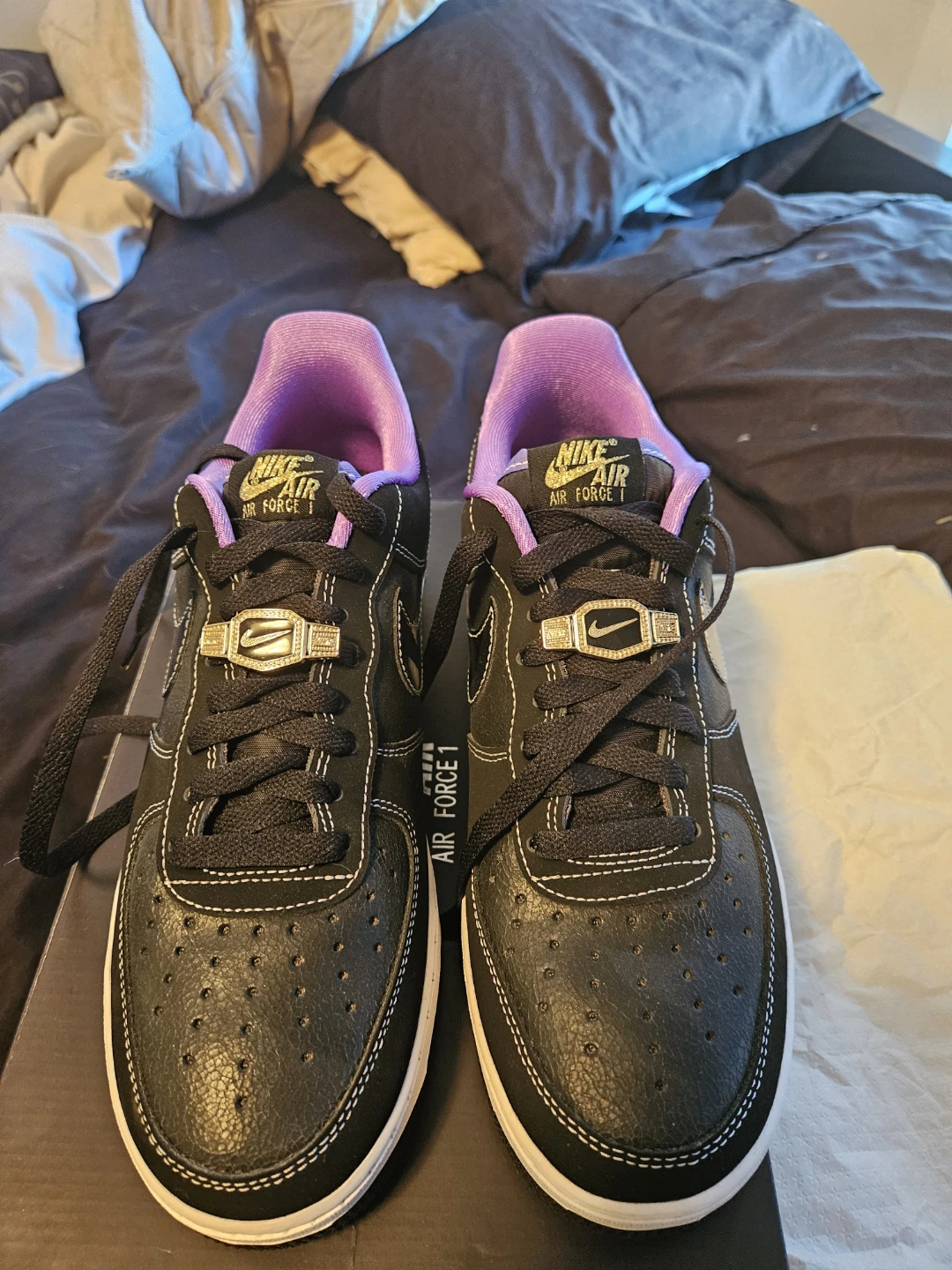 Nike Air Force 1 '07 LV8 EMB Black Purple Shoes Size 9 - photo 2