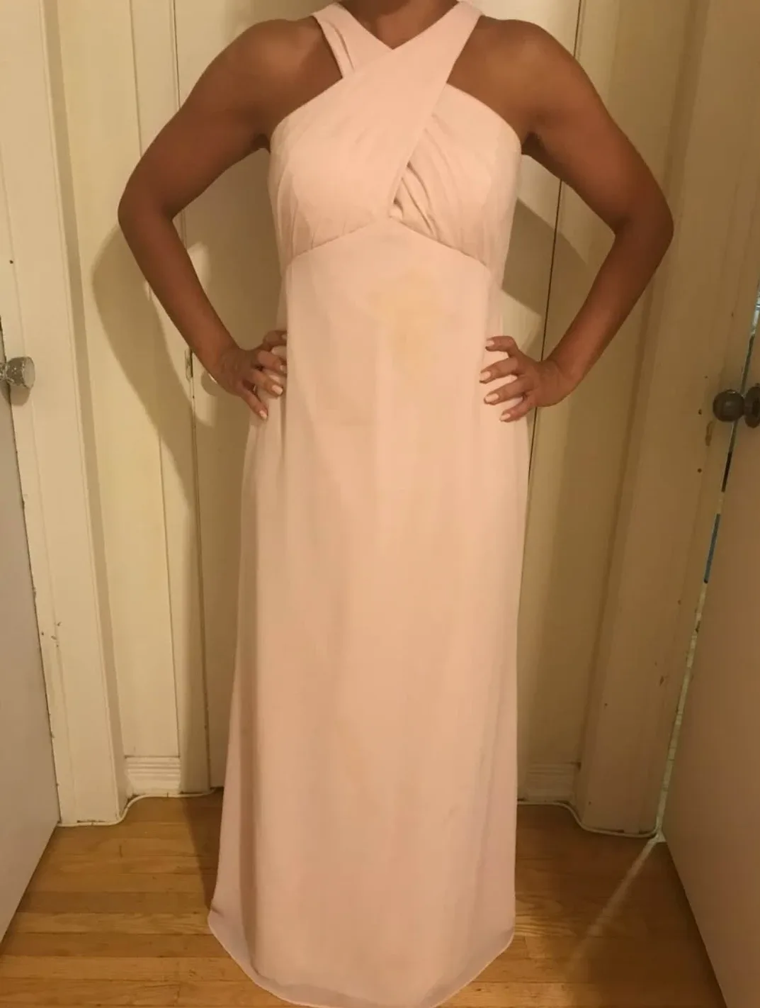 Light Pink Halter Neck Maxi Dress