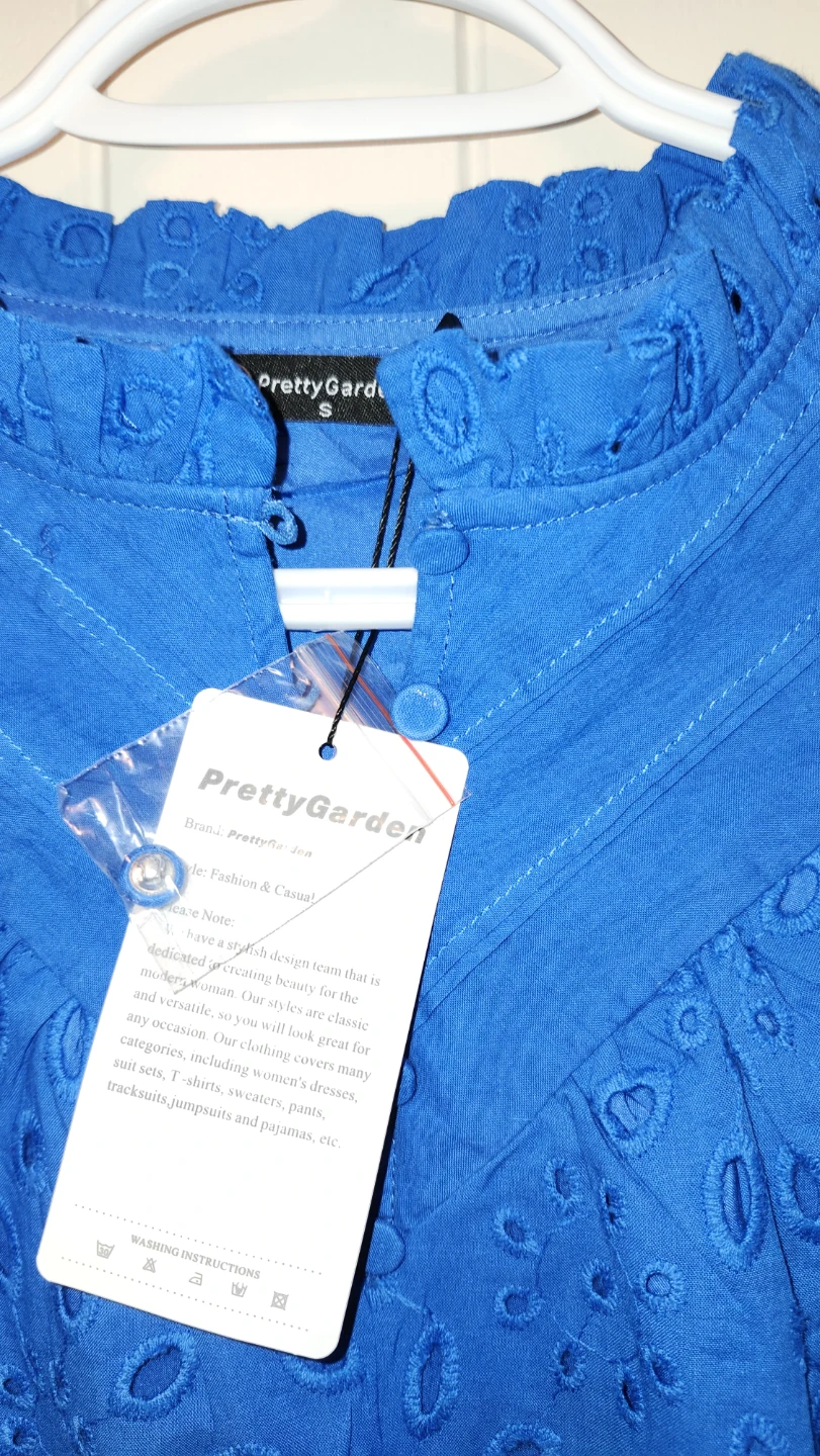 PrettyGarden Blue Eyelet Blouse - Size S - photo 3