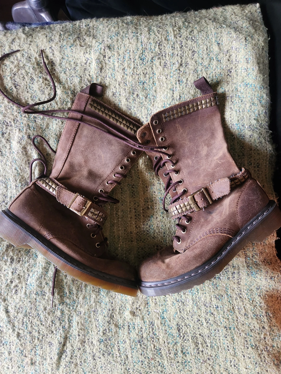 Dr. Martens Brown Suede Studded Boots