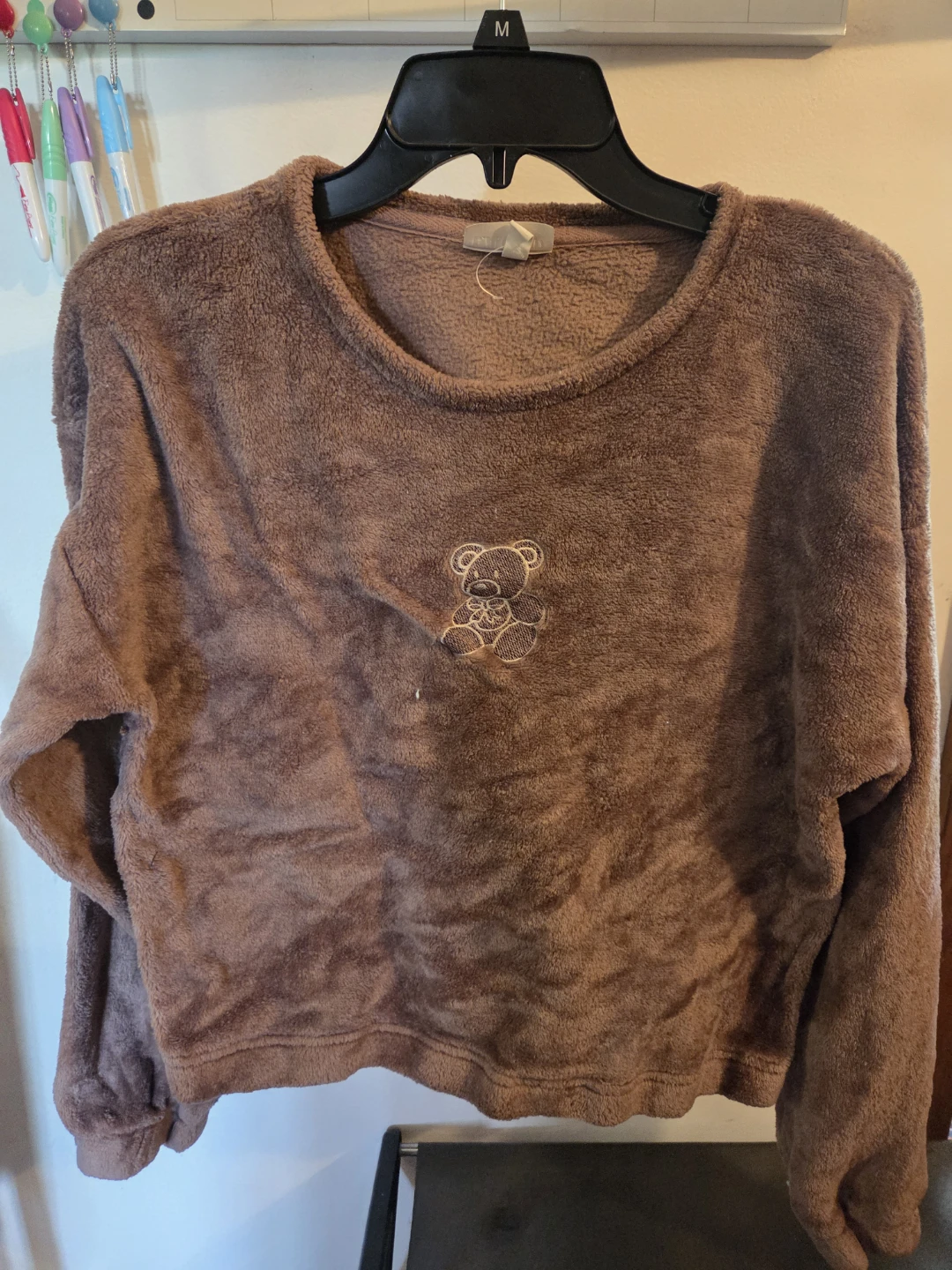 L.A. GOLD Brown Fuzzy Teddy Bear Sweatshirt Size L