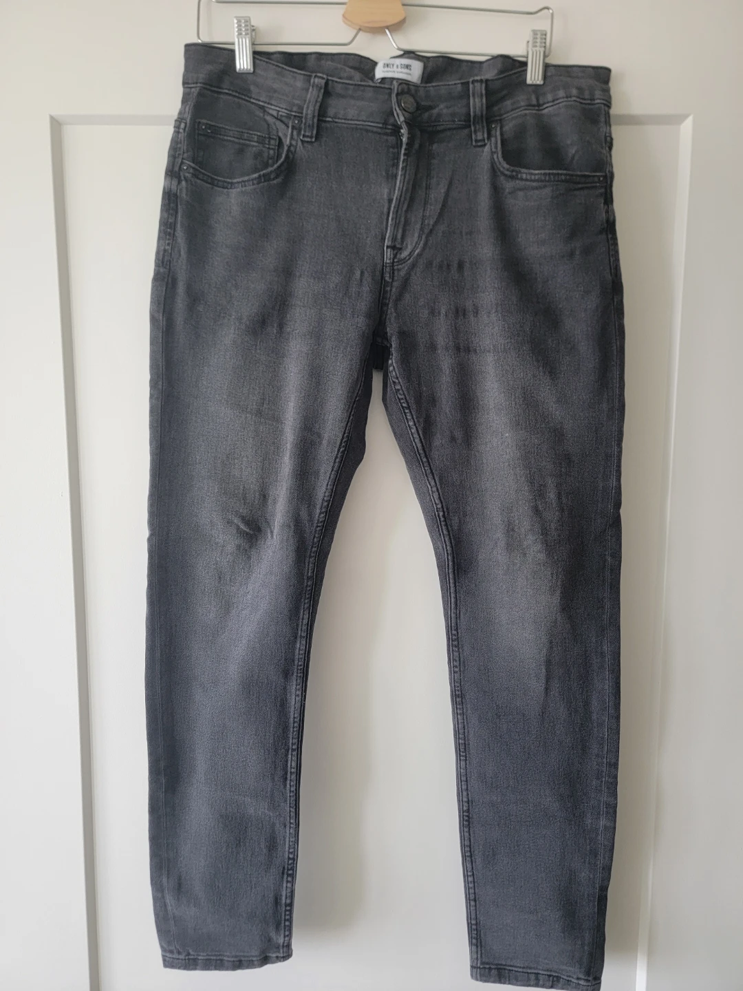 ONLY & SONS Warp Skinny Black Washed Jeans W34 L30