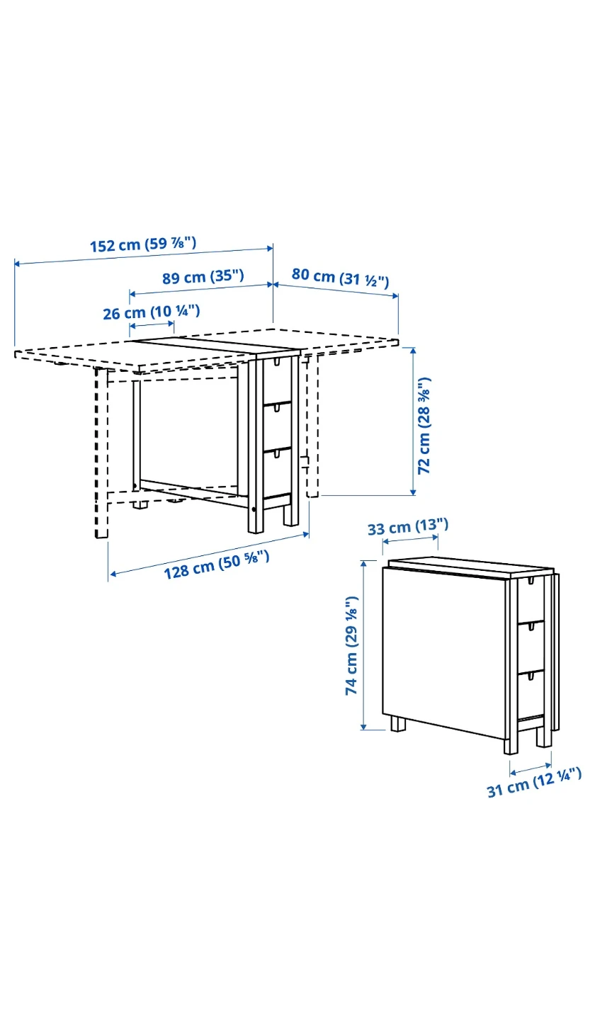 White Drop-Leaf Dining Table with 6 Drawers - photo 3
