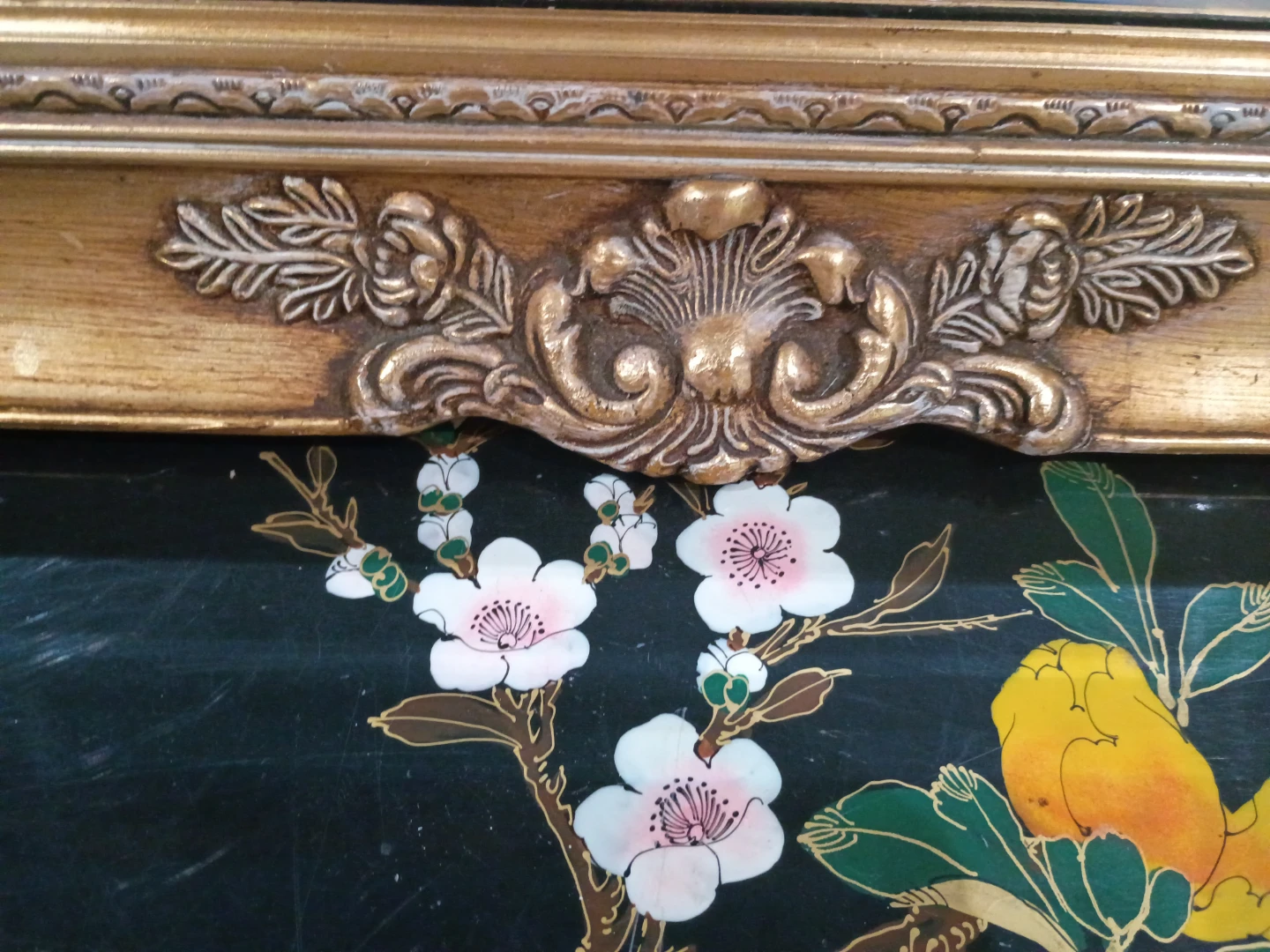 Ornate Gold Gilt Mirror with Carved Wood Frame - photo 2