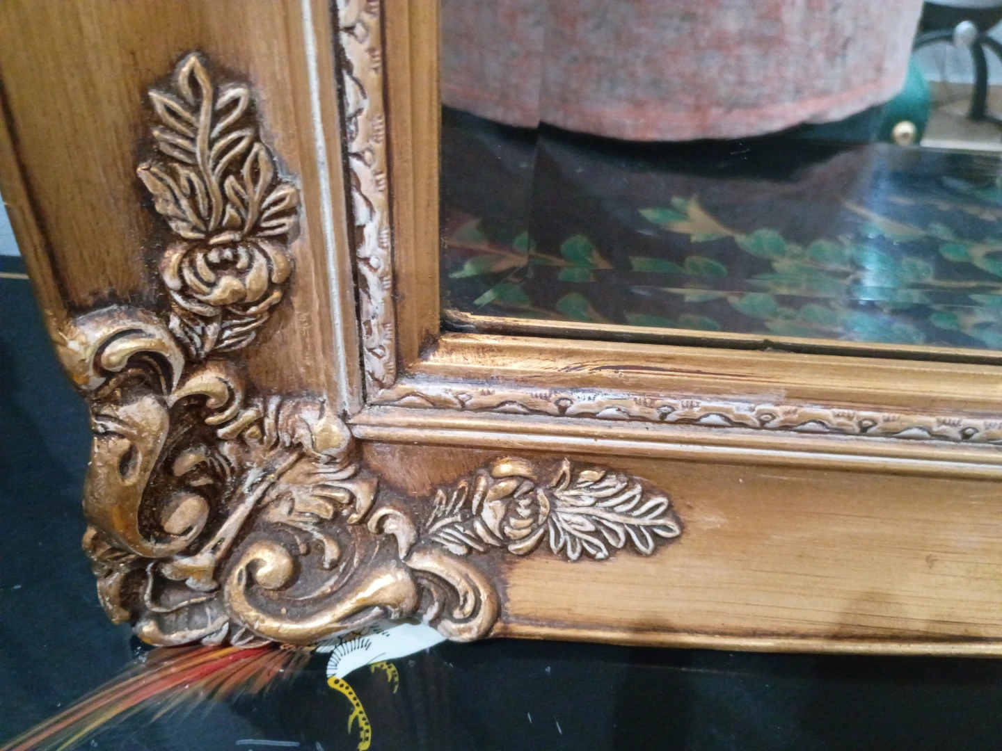 Ornate Gold Gilt Mirror with Carved Wood Frame - photo 3