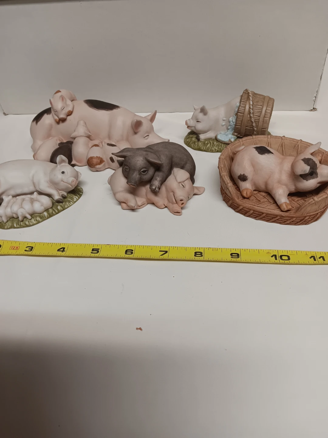 Set of 5 Ceramic Pig Figurines
