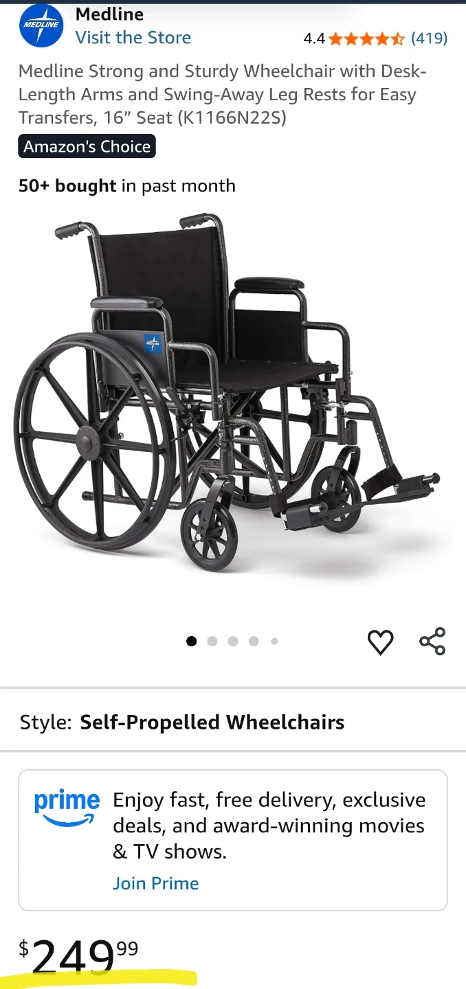 Medline Strong and Sturdy Wheelchair 16 Inch Seat - photo 3