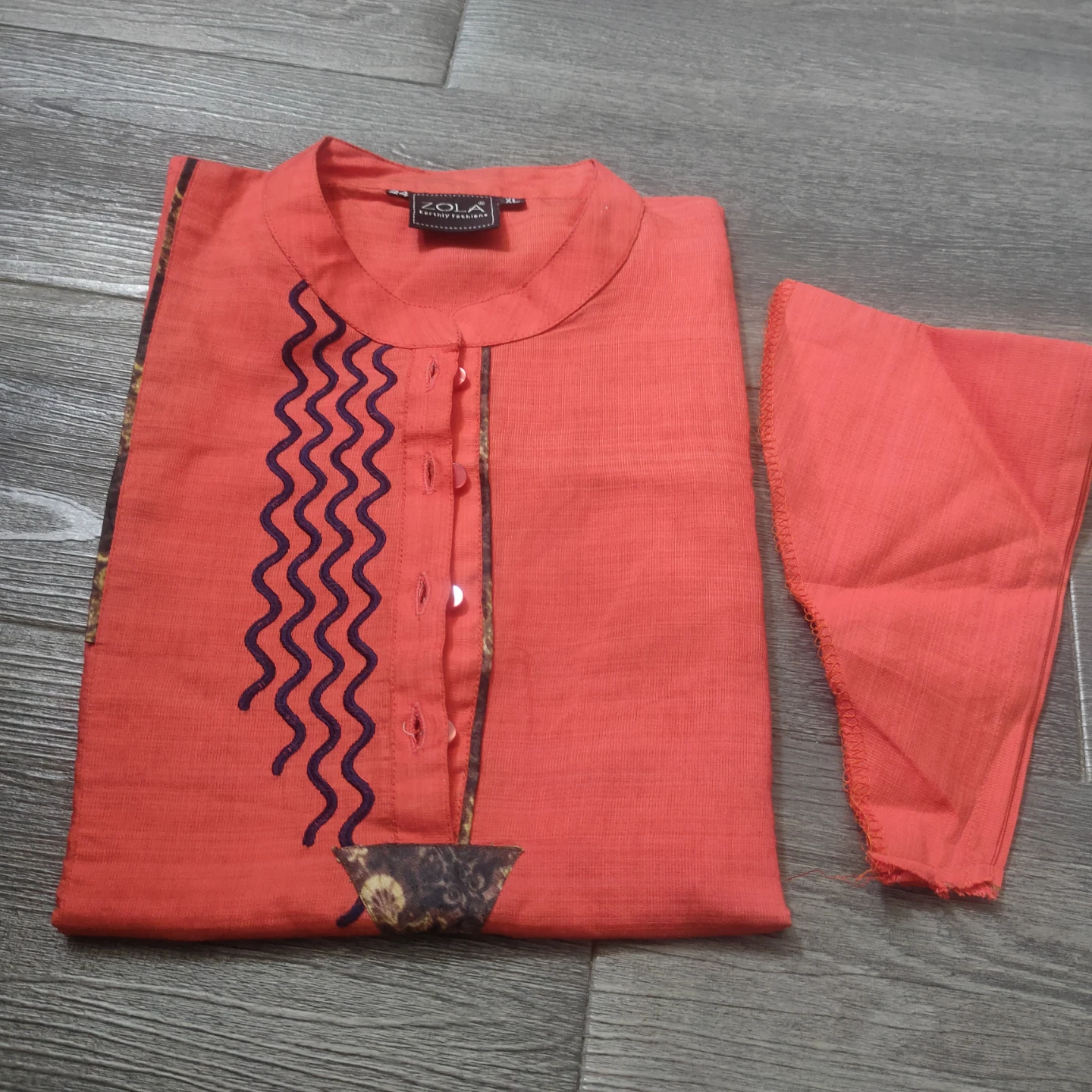 Brand new Girls Orange Sleeveless Kurti with Zigzag Design - XL