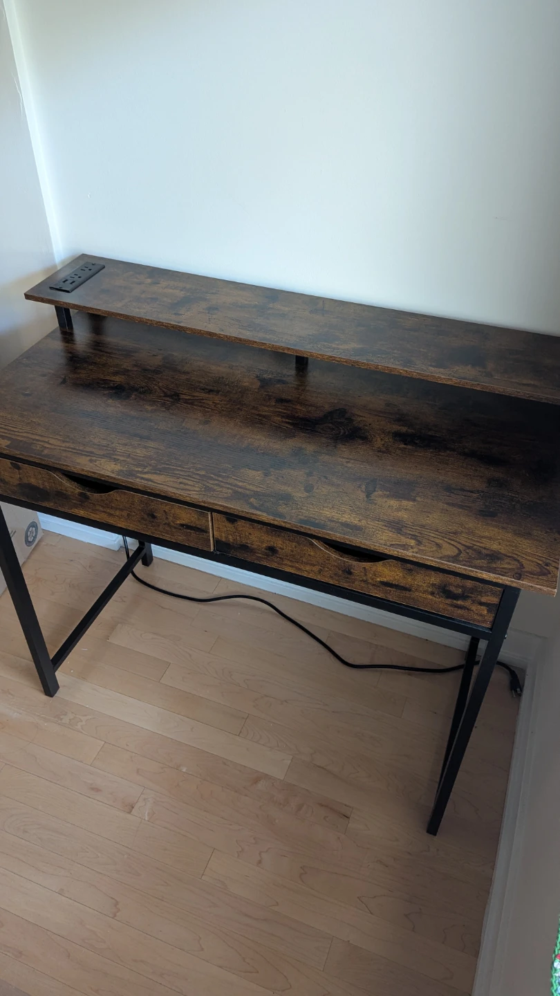 Rustic desk with Monitor Stand and Power Outlet - photo 4