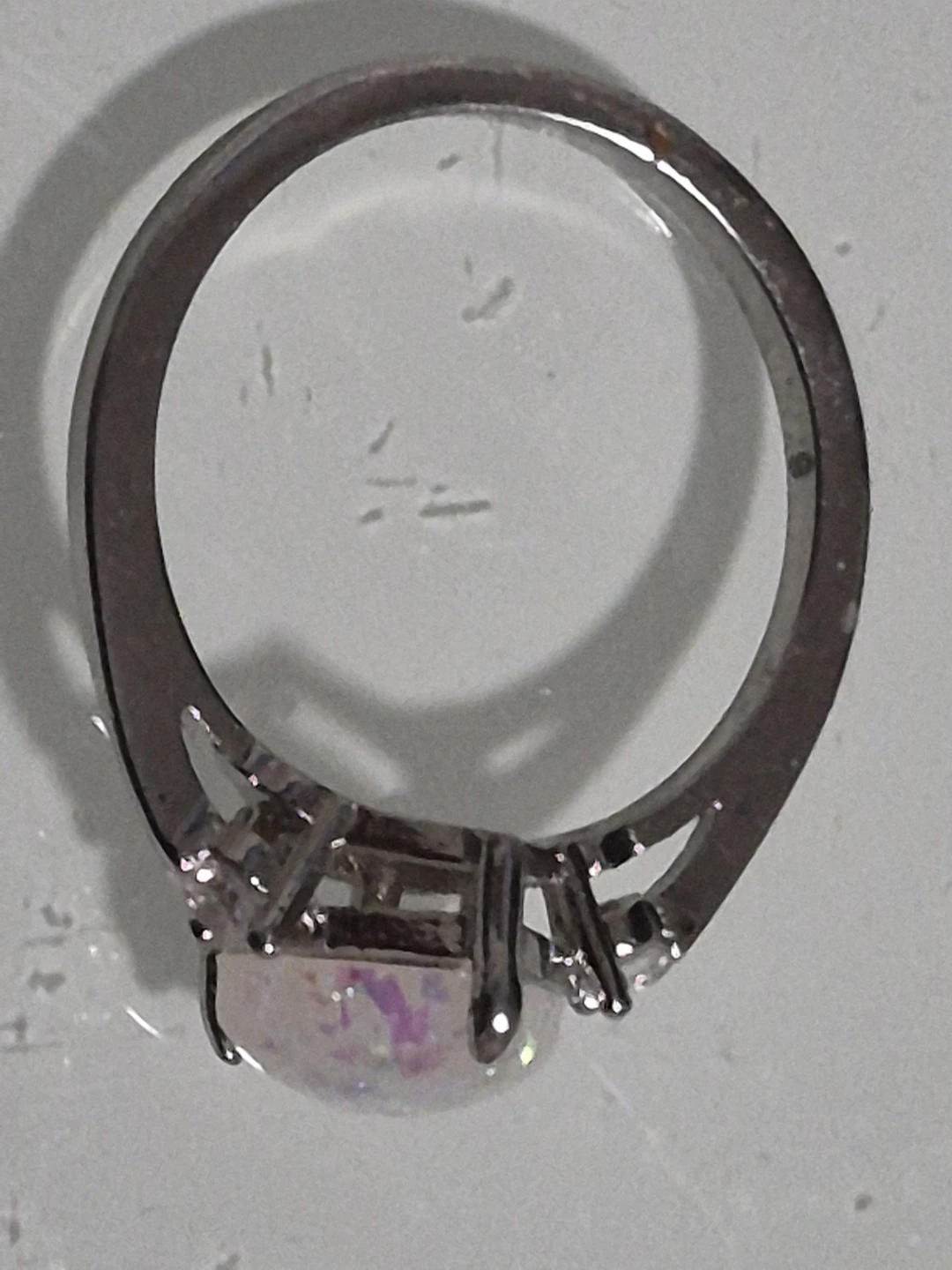 Silver-tone ring with opal stone - photo 3