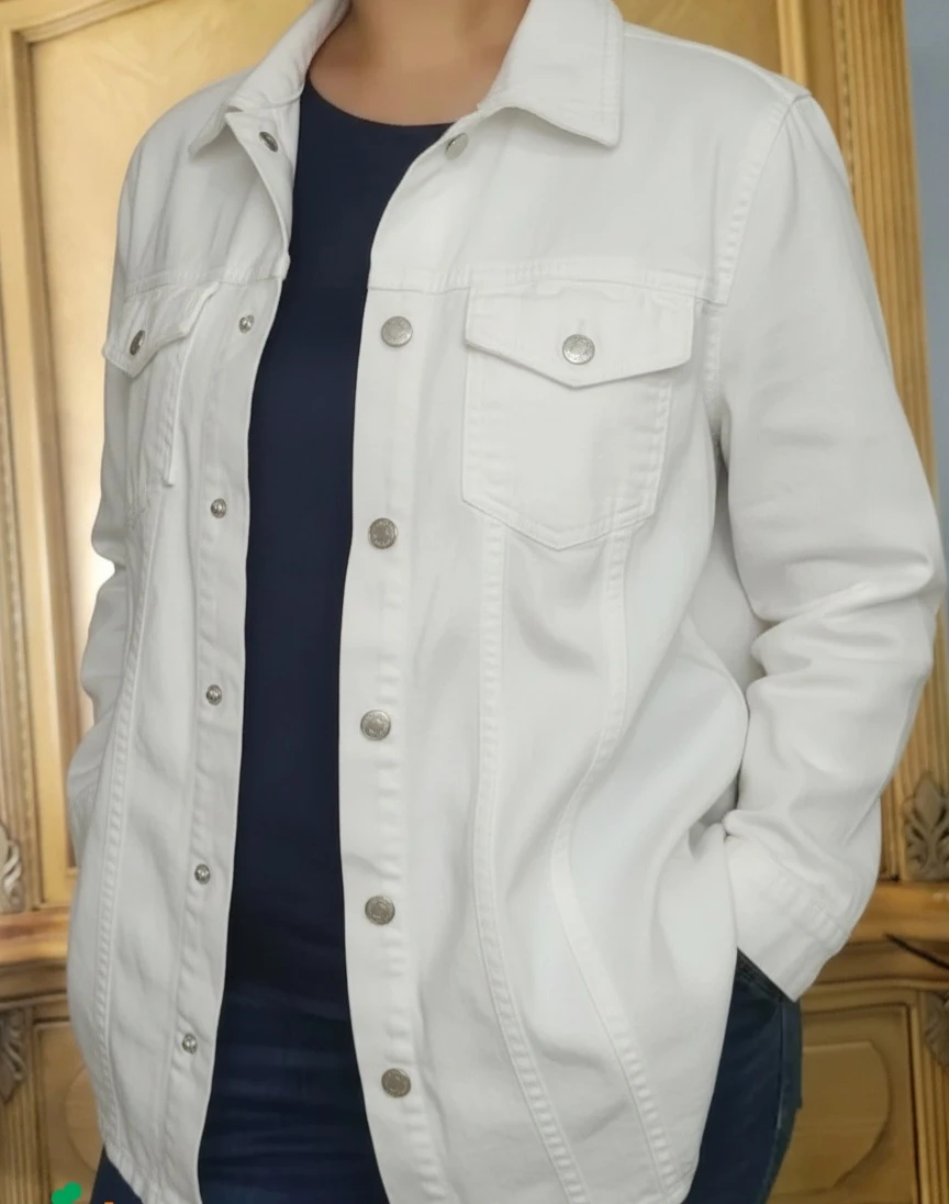 Good American White Denim Shacket - Size 3/4