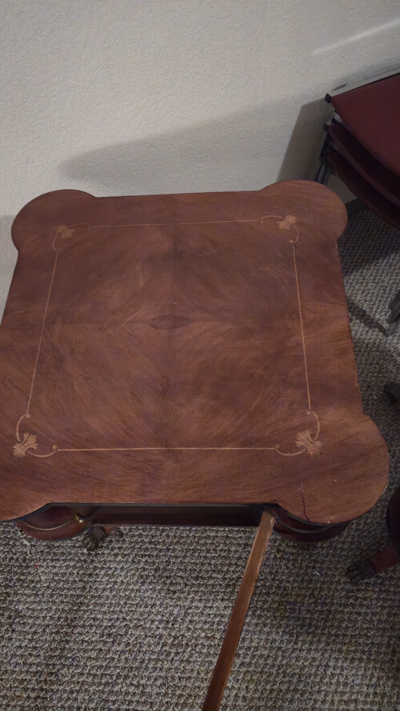 Vintage Marquetry Side Table with Cabinet