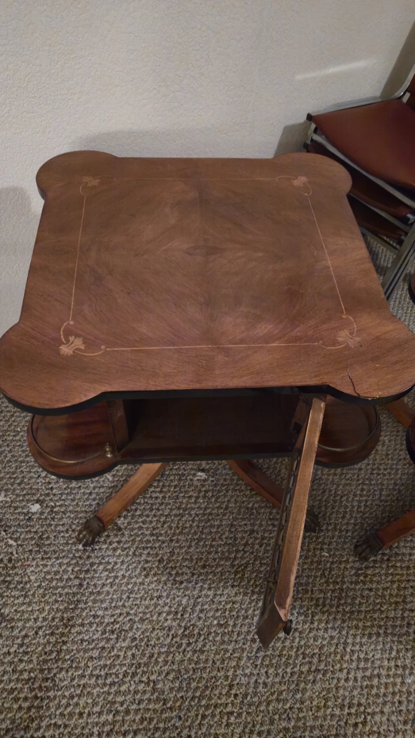 Vintage Marquetry Side Table with Cabinet - photo 3