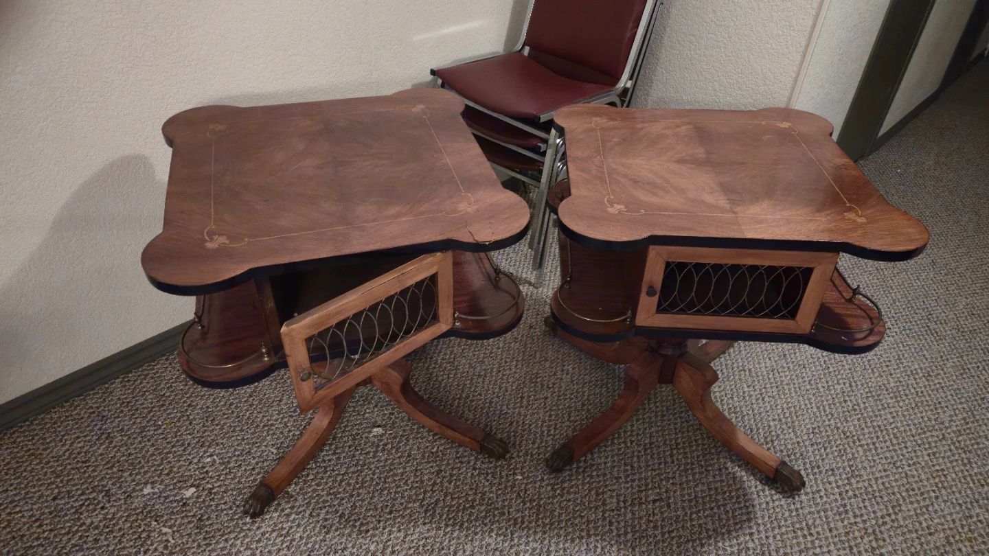 Vintage Marquetry Side Table with Cabinet - photo 5