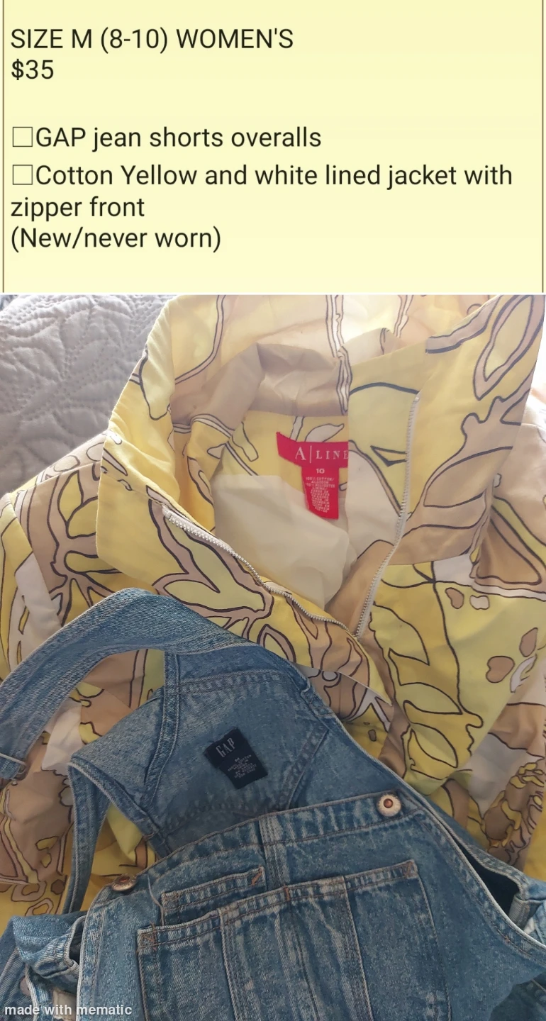 GAP Jean Shorts Overalls & A-Line Lined Jacket Women's M