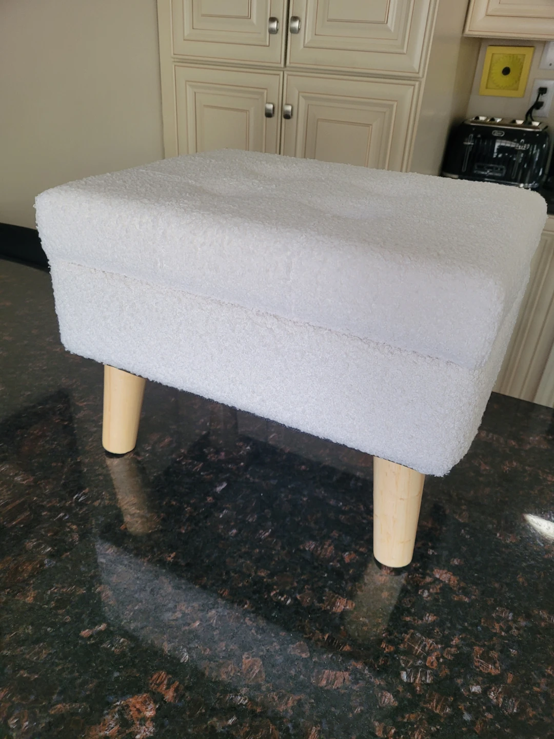 SONGMICS White Sherpa Foot Stool Ottoman - photo 2