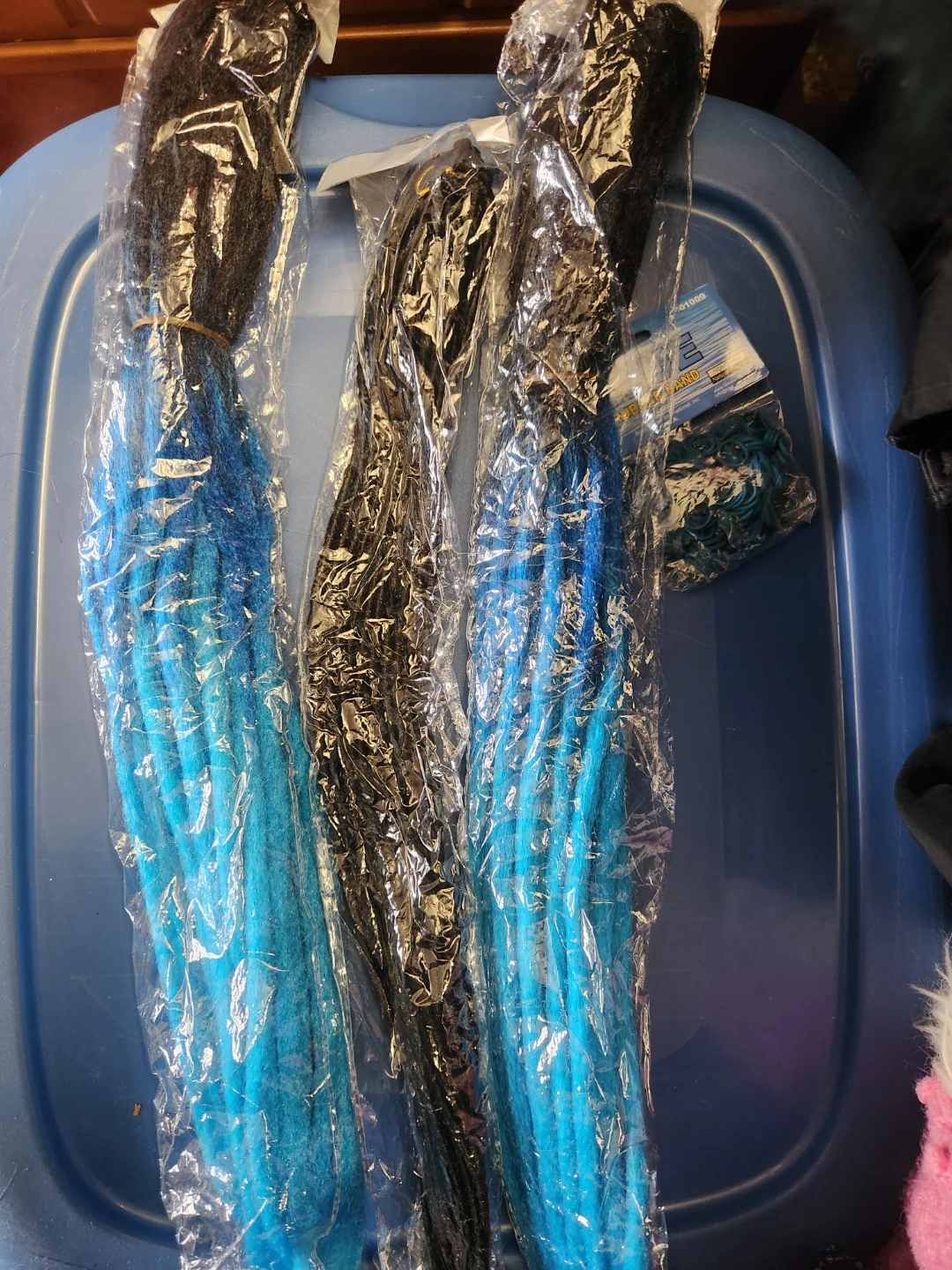Blue Ombre Dreadlocks Hair Extensions & Rubber Bands - photo 2