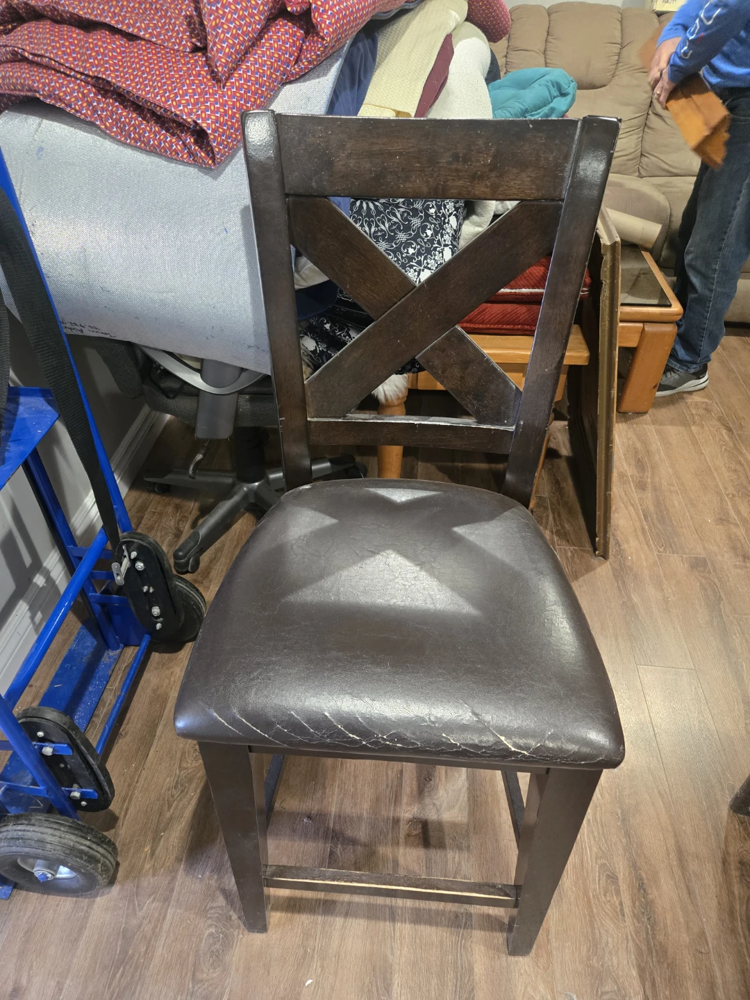 Dark Brown Upholstered Dining Chair with X-Back