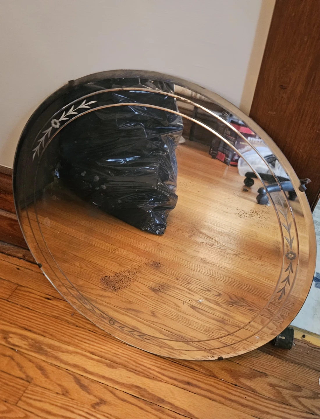 Vintage Etched Oval Mirror - photo 2