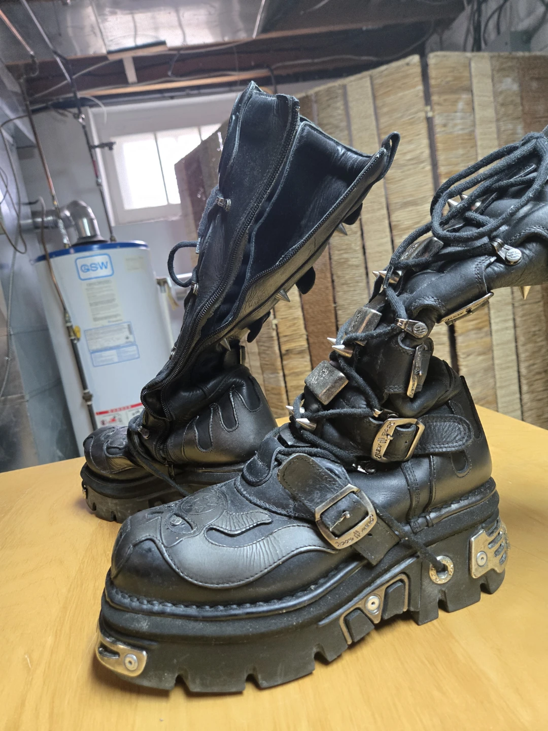 New Rock Black Leather Skull Boots - photo 5