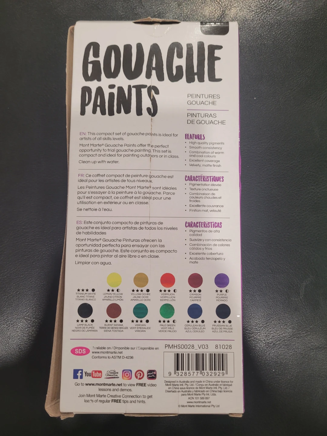Mont Marte Gouache Paints Set - 12x 12ml Tubes - photo 2