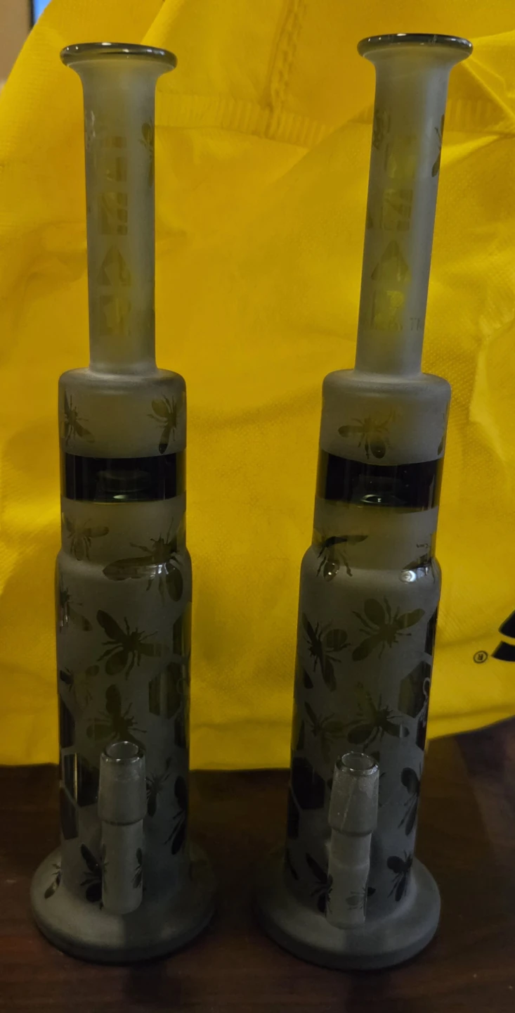 Frosted Glass Bong with Bee Design