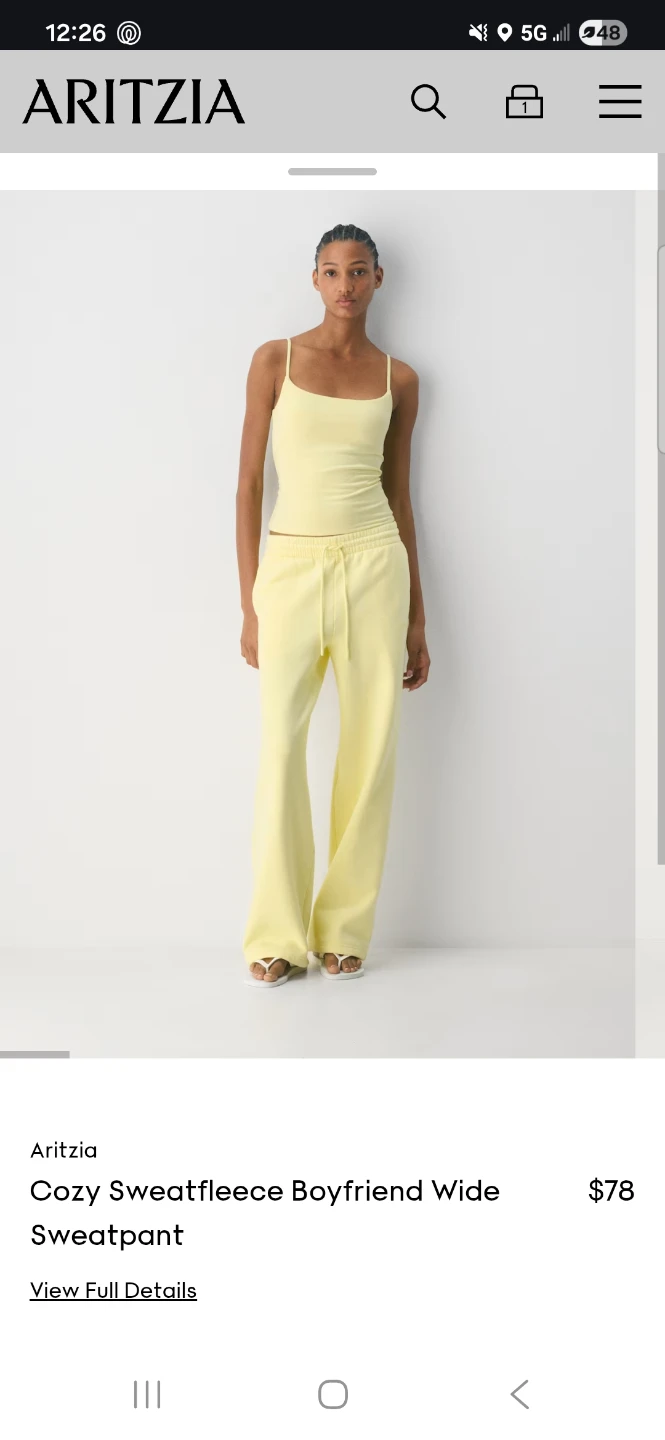 Aritzia Cozy Sweatfleece Boyfriend Wide Sweatpant