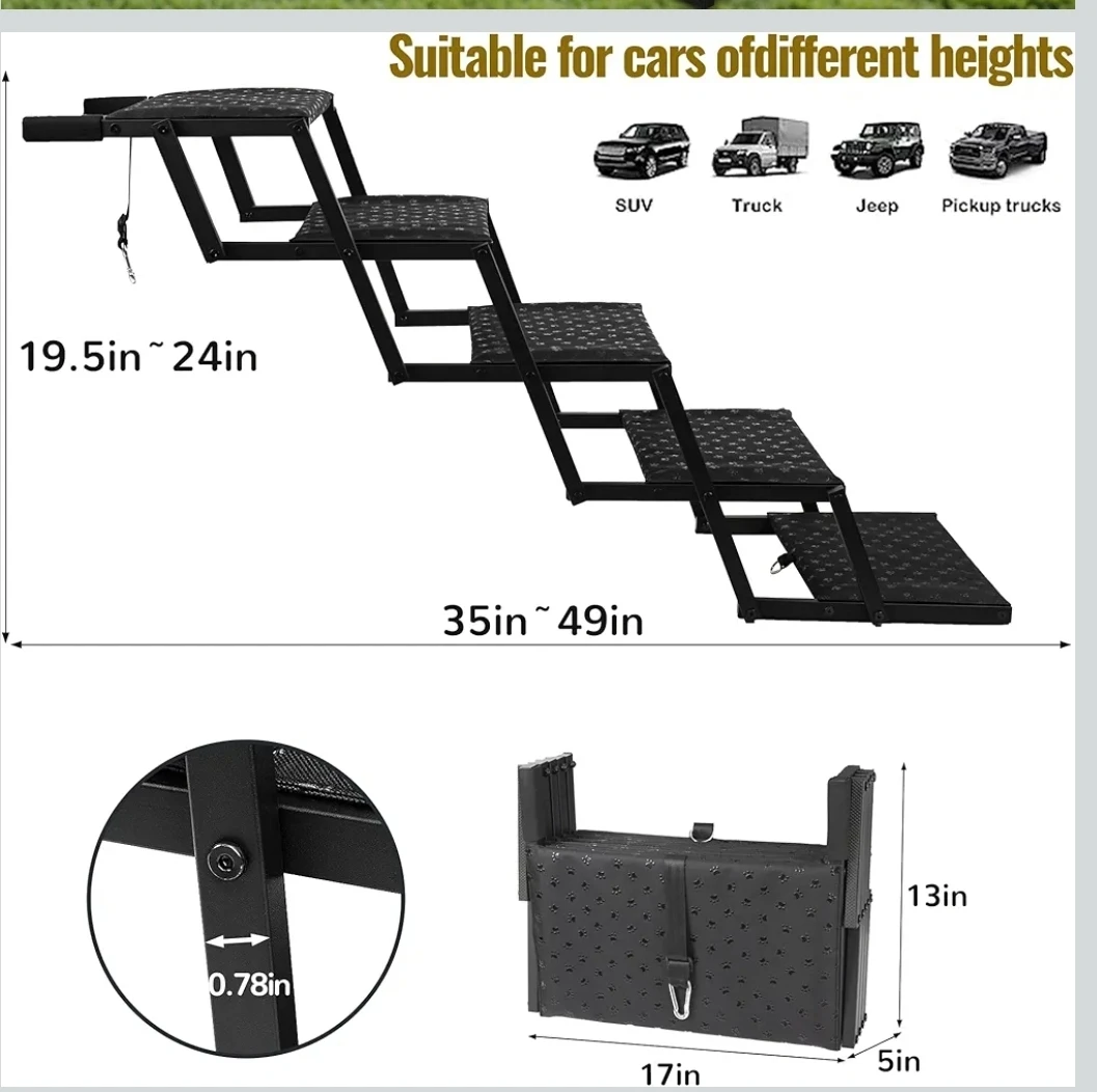 5-Step Folding Pet Stairs for Dogs and Cats - photo 4