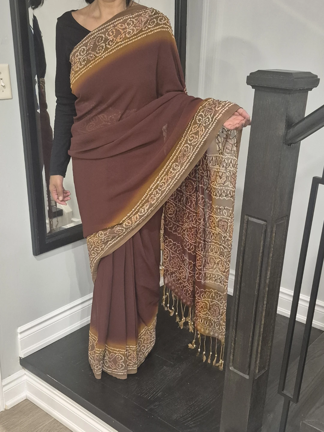 NEW Women's Maroon Saree with Blouse Piece