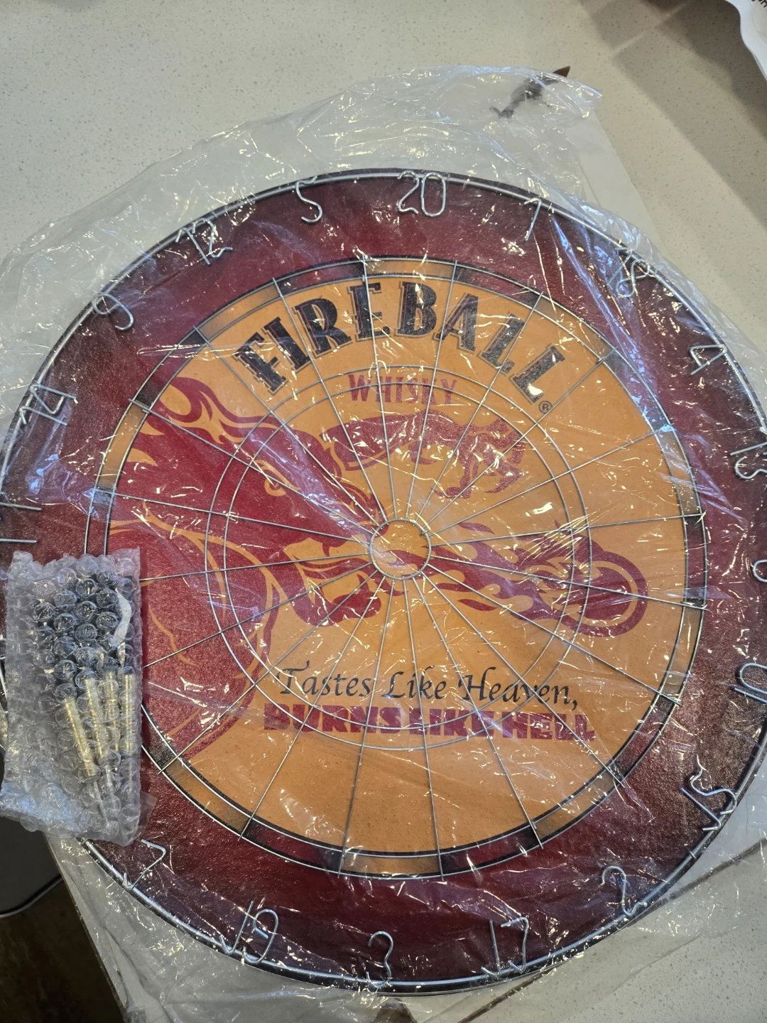 Fireball Whisky Dartboard with Darts