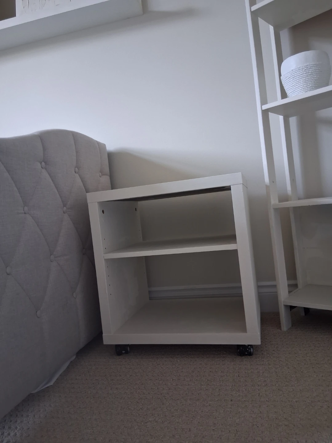 White 2-Shelf Storage Unit with Wheels - photo 2