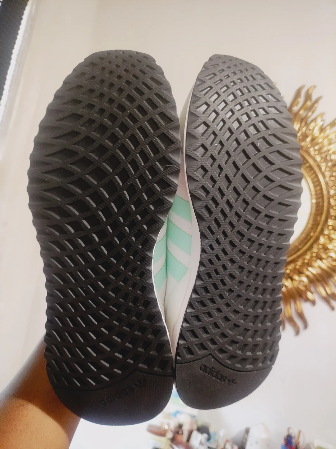 Adidas White & Mint Green Running Shoes Size 9 - photo 3