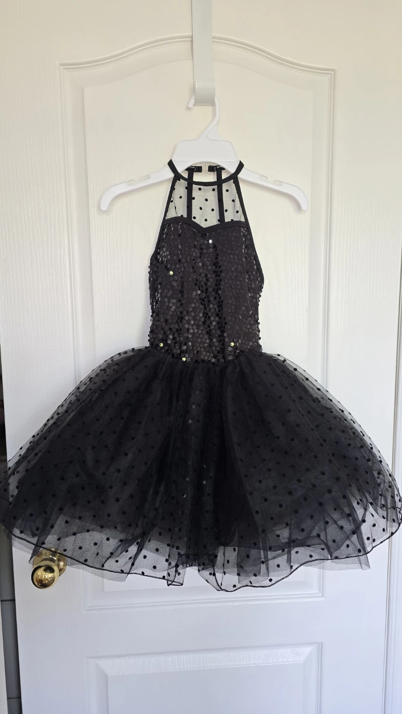 Layla's Dance Black Sequin Tutu Dress Costume size M Child