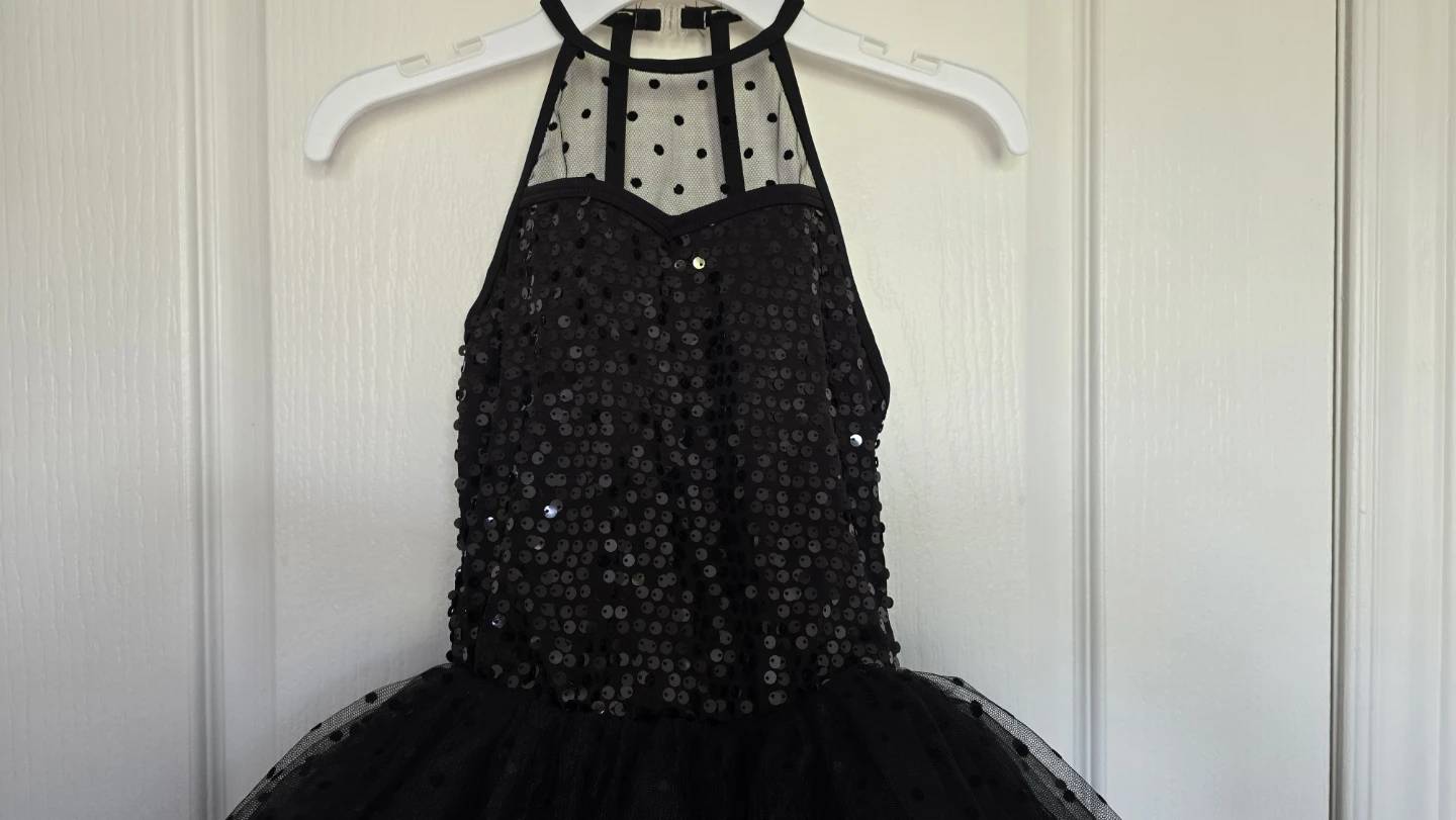Layla's Dance Black Sequin Tutu Dress Costume size M Child - photo 2