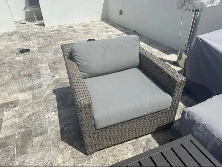 Sectional outdoor couch with table and ottoman - photo 4