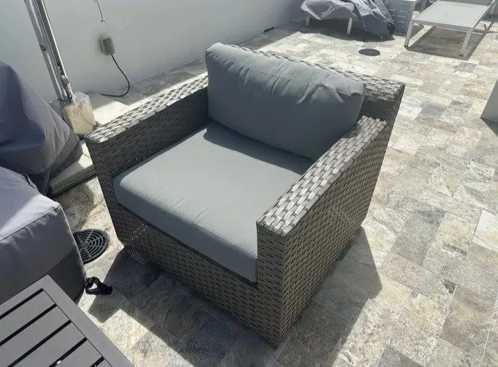 Sectional outdoor couch with table and ottoman - photo 5