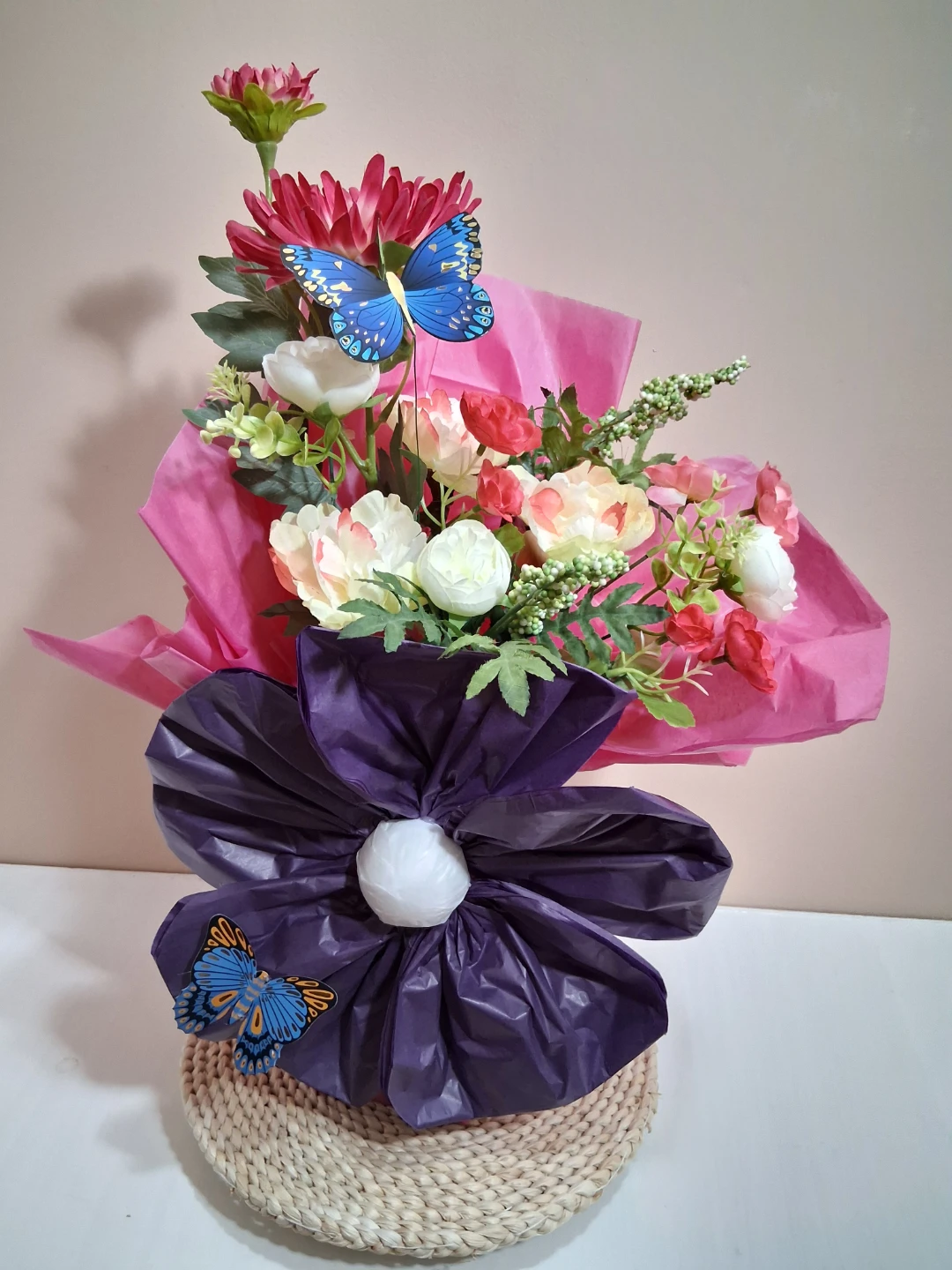 Artificial Flower Bouquet with Butterflies