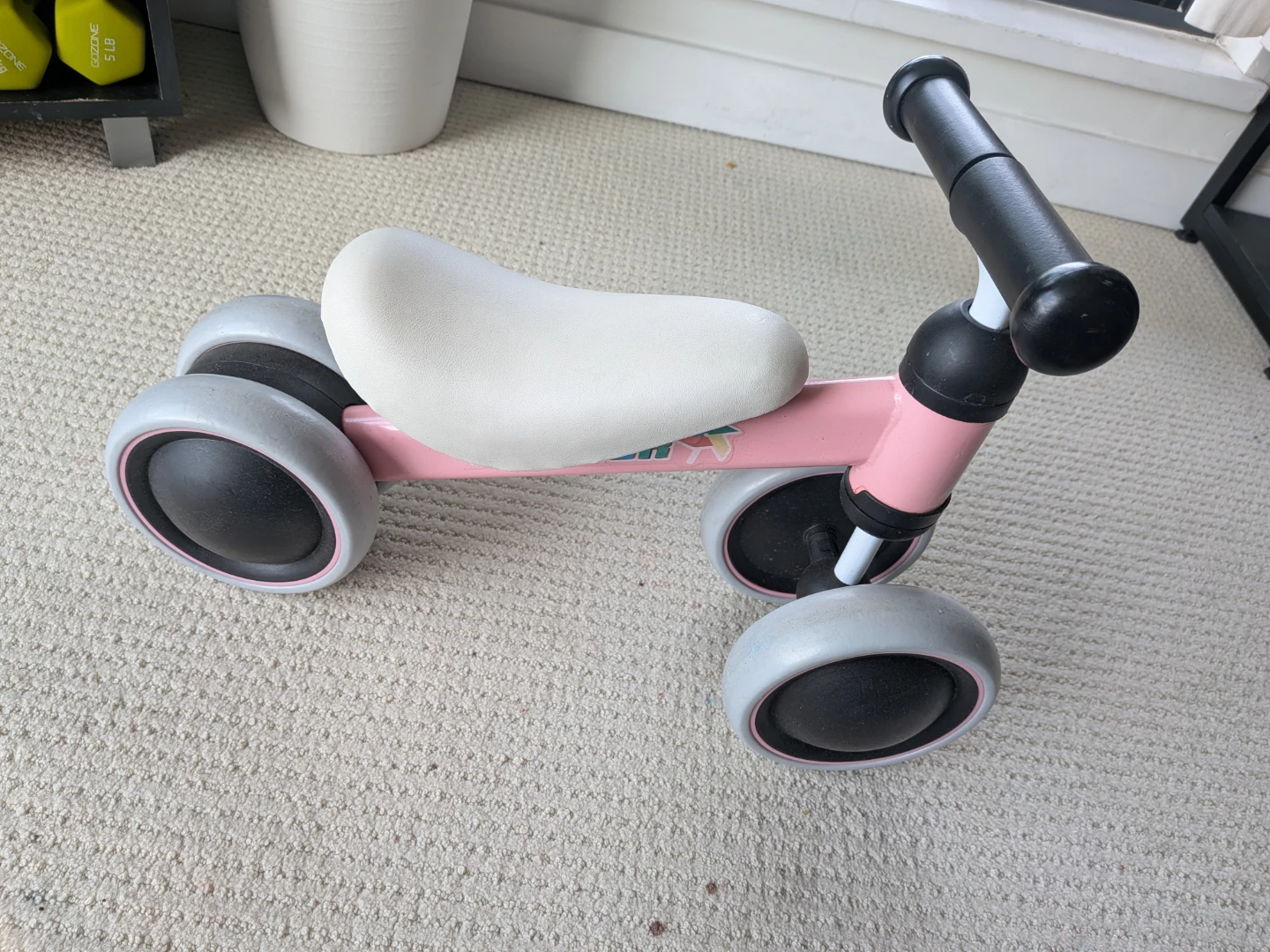 Pink 4-Wheel Balance Bike for Toddlers
