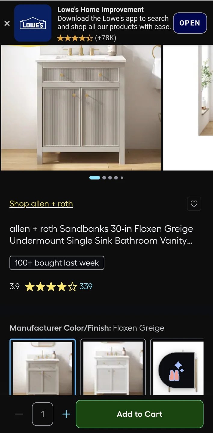 Allen + Roth Sandbanks 30-in Flaxen Greige Bathroom Vanity