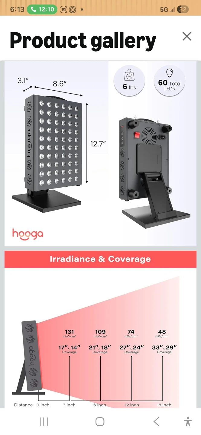 Hooga Red & Near-Infrared Light Therapy Panel - photo 4