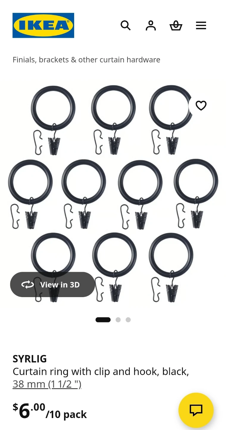 IKEA Syrling Curtain Rings - 2 Packs - photo 3