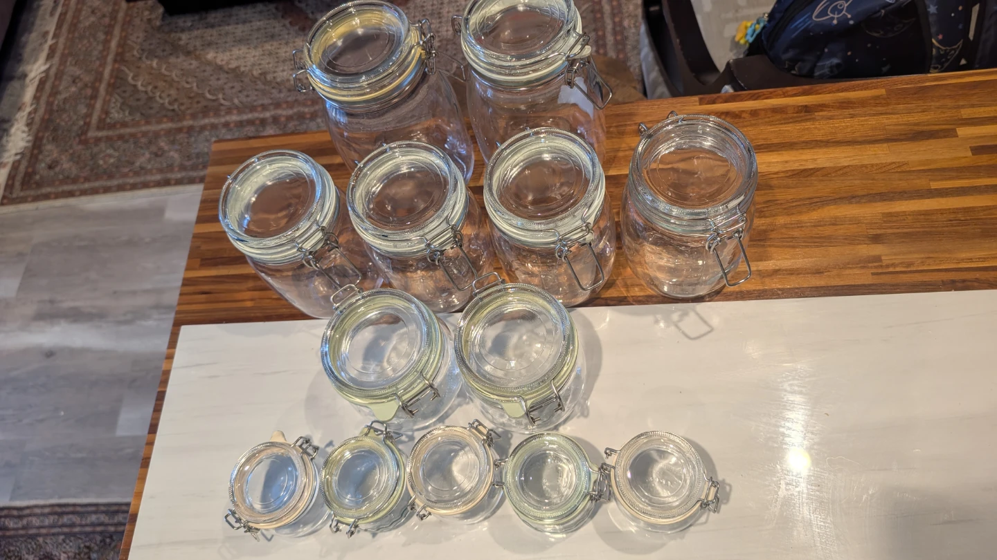 Set of 13 Glass Jars with Clamp Lids