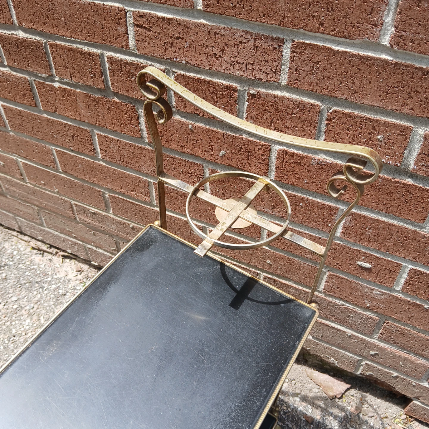 Vintage Gold Metal Magazine Rack with Black Shelves - photo 4