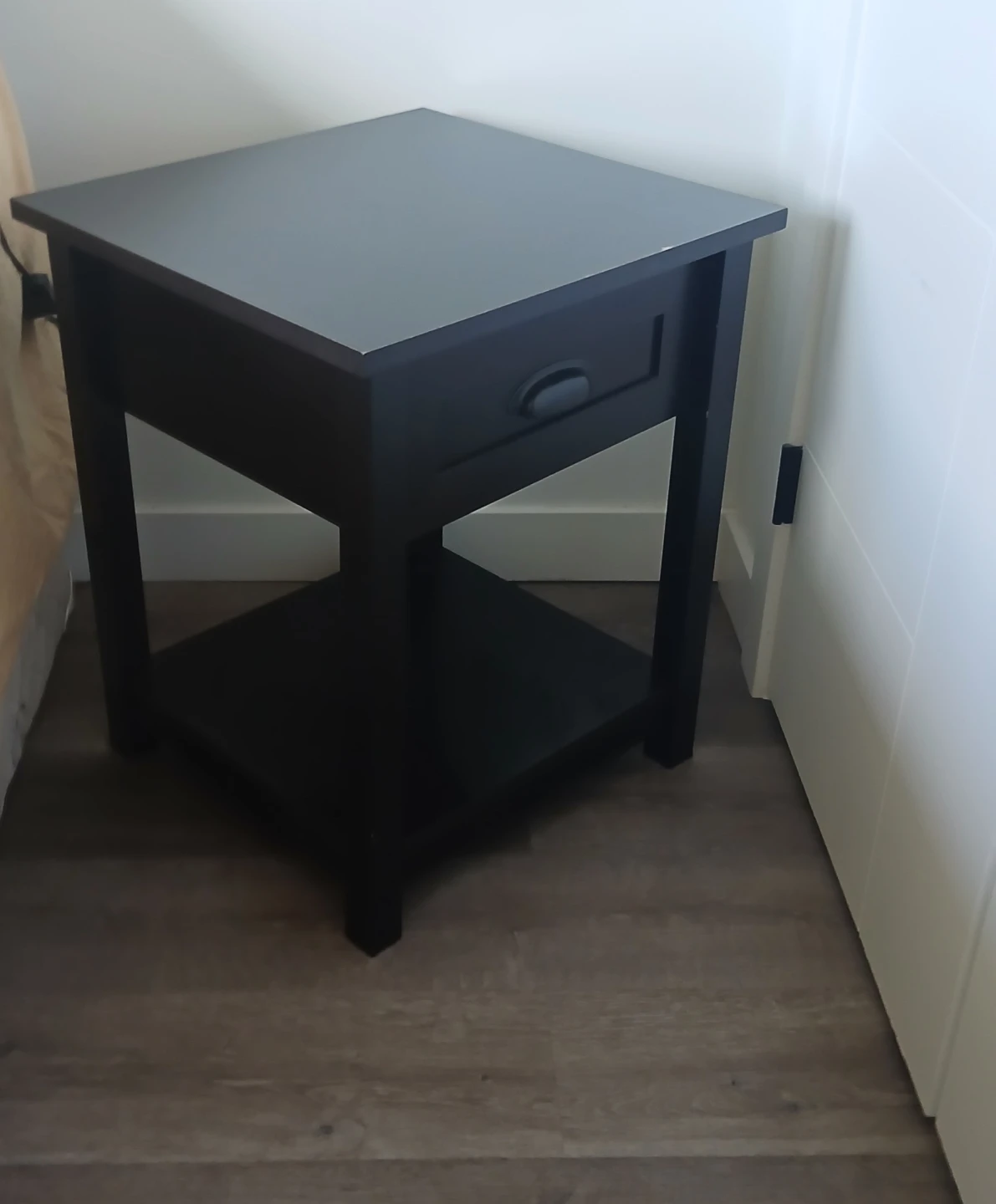 Black Nightstand with Drawer and Shelf - photo 3
