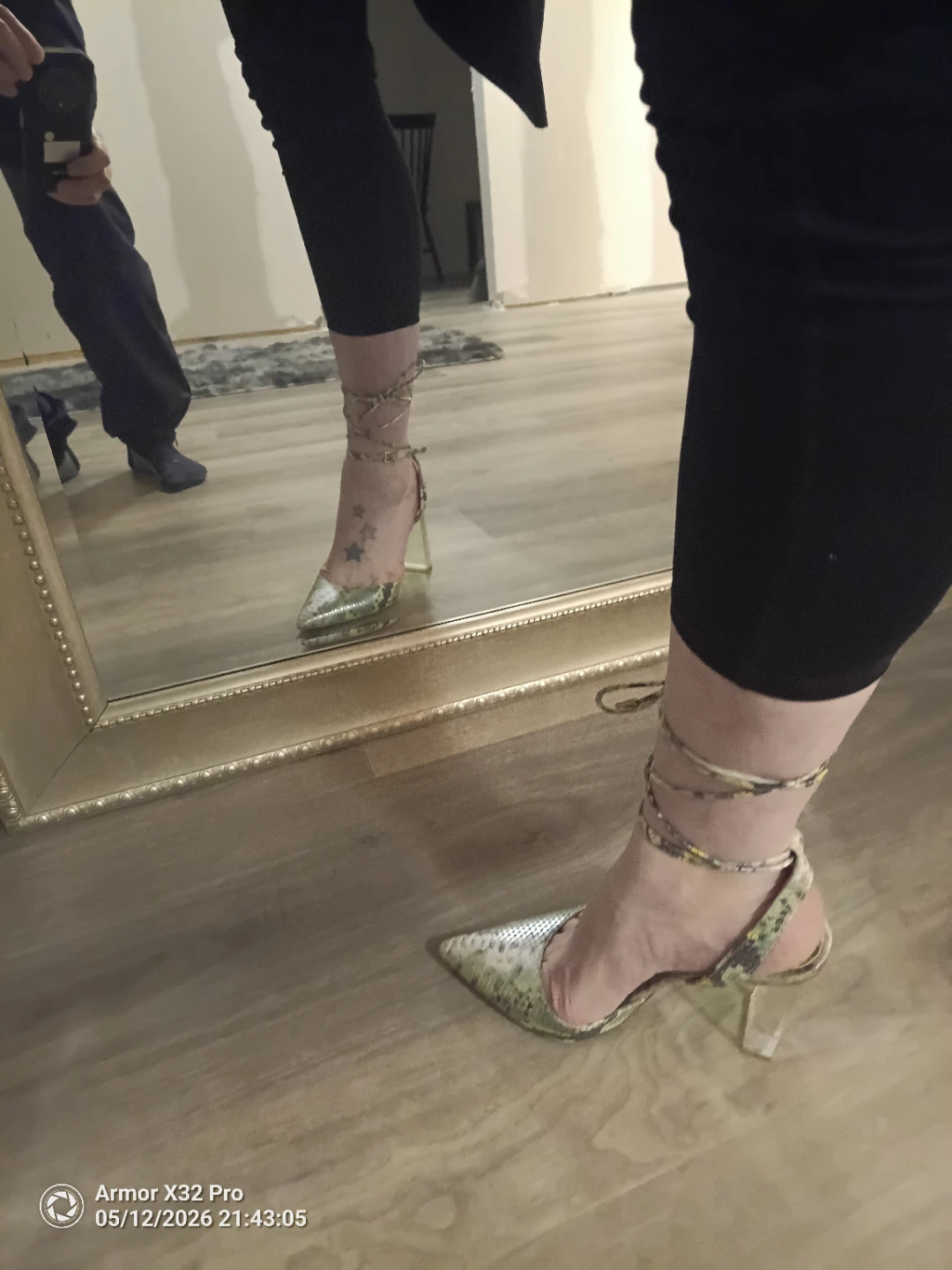 Women's Snakeskin Print Lace-Up Heels - photo 3