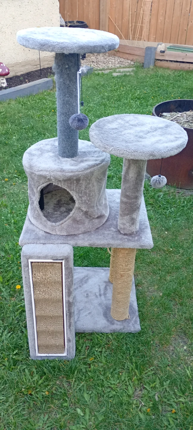 Grey Cat Tree Condo with Scratching Pad - photo 3