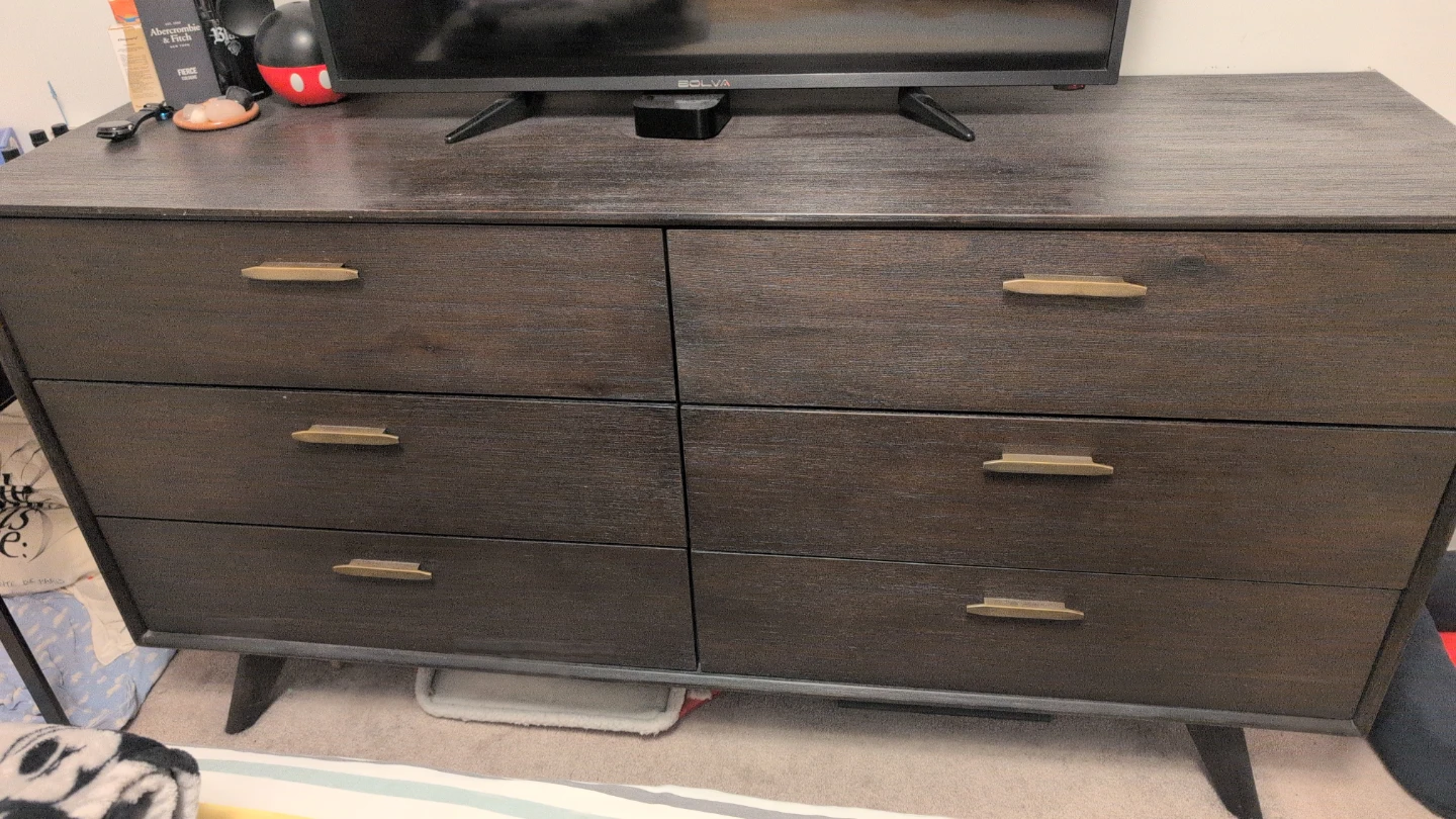 Structube Pavel Dark Wood Dresser with 6 Drawers